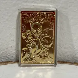 1999 Pokemon Mewtwo 23 Karat Gold Plated Special Edition Trading Card Collect - Image 1