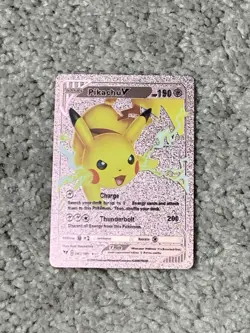Pokemon Pikachu V HP190 Thunderbolt Multi-Colored Foil Fan Art Display Card - Image 1