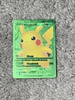 Pokemon Pikachu V HP190 Thunderbolt Multi-Colored Foil Fan Art Display Card - Image 1