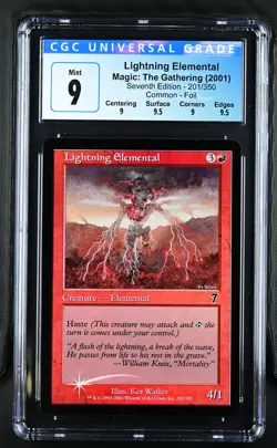 LIGHTNING ELEMENTAL 7th Edition Foil CGC 9 Q++ Mint MTG [Nostalgium] - Image 1