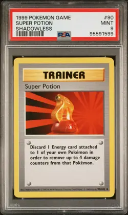 1999 POKEMON BASE SET SHADOWLESS #90 SUPER POTION PSA 9 - Image 1