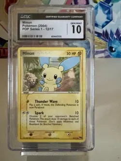 MINUN 2004 Pokemon POP Series 1 12/17 - CGC 10 GEM MINT - Image 1
