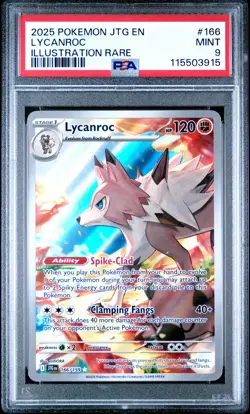 2025 POKEMON JTG EN-JOURNEY TOGETHER ILLUSTRATION RARE #166 LYCANROC PSA 9 - Image 1