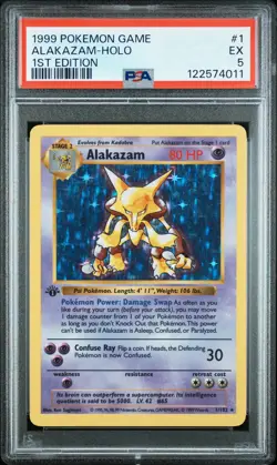 1999 POKEMON BASE SET 1ST EDITION #1 ALAKAZAM-HOLO PSA 5 - Image 1