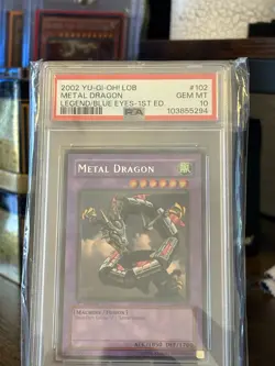Yu-Gi-Oh! 1st Edition LOB-102 PSA 10 GEM Mint METAL DRAGON Asian English - Image 1