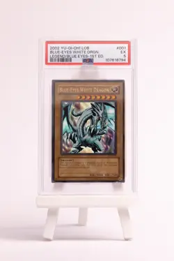 Blue-Eyes White Dragon LOB-E001 Ultra Rare 1st Edition PSA 5 Excellent Yugioh - Image 1