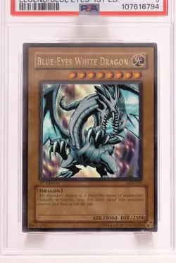 Blue-Eyes White Dragon LOB-E001 Ultra Rare 1st Edition PSA 5 Excellent Yugioh - Image 2