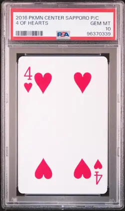 2016 POKEMON CENTER SAPPORO PLAYING CARDS 4 OF HEARTS PSA 10 - Image 1