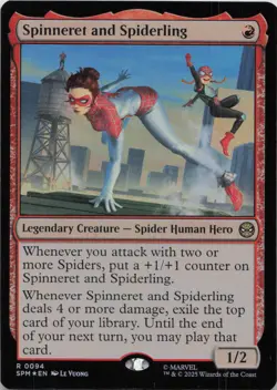 Spinneret and Spiderling - FOIL - R Marvel's Spider-Man 94 - MTG - Image 1