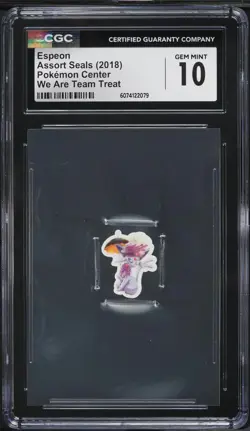 2018 Pokemon Center Assort Seals We Are Team Treat Espeon CGC 10 GEM MINT - Image 1