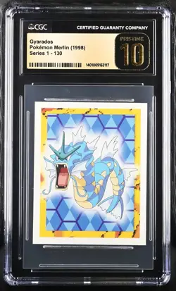 1998 Pokemon Merlin Series 1 Sticker Gyarados #130 CGC 10 PRISTINE - Image 1