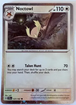 Pokemon Noctowl 127/162 Temporal Forces Cosmos Holo- Cosmo Swirl- Miscut Error - Image 3