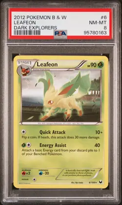 2012 POKEMON B&W DARK EXPLORERS #6 LEAFEON PSA 8 - Image 1