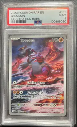 2023 POKEMON PAR EN-PARADOX RIFT ILLUSTRATION RARE #199 GROUDON PSA 9 - Image 1