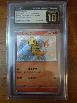 Charmander CGC 10 PRISTINE Japanese Pokemon 2023 210/190 Shiny Treasure ex Sv4a - Image 1