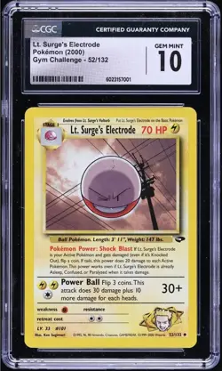 2000 Pokemon Gym Challenge Lt Surge's Electrode 52 CGC 10 GEM MINT Free Shipping - Image 1