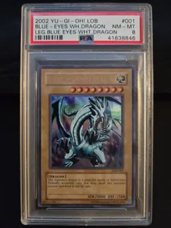 2002 Yu-Gi-Oh! LOB-001 Blue Eyes White Dragon PSA 8 - Image 1