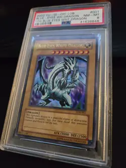 2002 Yu-Gi-Oh! LOB-001 Blue Eyes White Dragon PSA 8 - Image 3