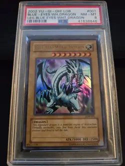 2002 Yu-Gi-Oh! LOB-001 Blue Eyes White Dragon PSA 8 - Image 4