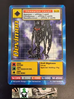 1999 Bandai Digimon Digi Battle #bo-02 U Devimon card - Image 1
