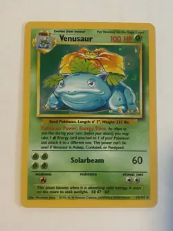 Pokemon TCG Venusaur Holo Rare Card 15/102 Base Set - Image 1
