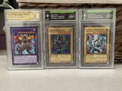 Graded Yugioh Card Lot Blue Eyes White Dragon Dark Magician SYE SKE 001 Degree - Image 1