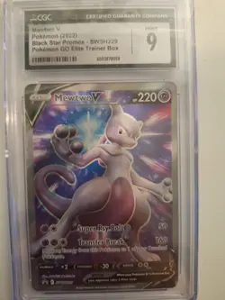 2022 Pokemon CGC 9 English Sword and Shield Black Star Promo Holo Mewtwo V #229 - Image 1