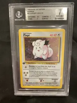 1999 Pokemon German Piepi Holo 1st Edition #5 Graded Beckett 7 NM JUST GRADED - Image 1