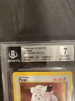 1999 Pokemon German Piepi Holo 1st Edition #5 Graded Beckett 7 NM JUST GRADED - Image 3