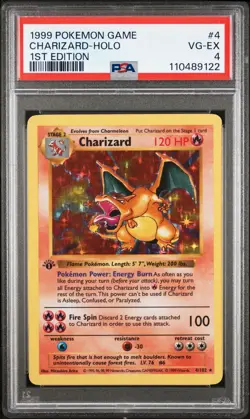1999 POKEMON BASE SET 1ST EDITION #4 CHARIZARD-HOLO PSA 4 - Image 1
