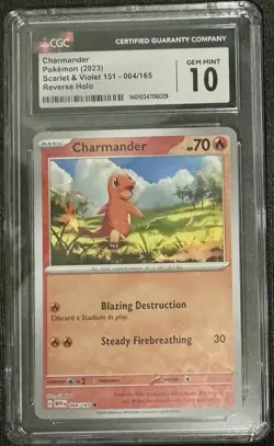 2023 Pokemon Charmander Reverse Holo 4/165 Scarlet & Violet 151 CGC 10 GEM MINT - Image 1