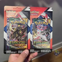 2 Pokemon Evolving Skies & Chilling Reign 2 pack Blister with Pin NEW & SEALED - Image 1
