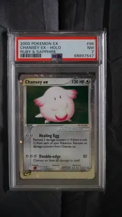 Pokemon TCG Chansey EX Holo 96/109 PSA 7 Near Mint 2003 EX Ruby & Sapphire 7547 - Image 1