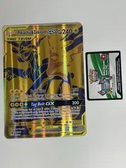 Jumbo Pikachu & Zekrom GX SM248 NM Oversized Gold Tag Team Pokemon Promo Card - Image 3