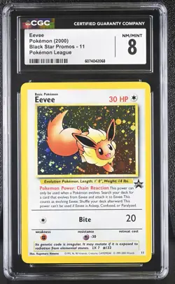 CGC 8 Eevee 2000 Black Star Promos 11 Pokemon League Pokemon Card - Image 1