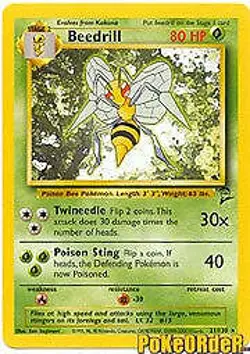 Pokemon BASE SET 2 Card 21/130 Beedrill - Image 1