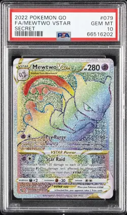 2022 POKEMON GO SECRET #079 FULL ART/MEWTWO VSTAR PSA 10 - Image 1