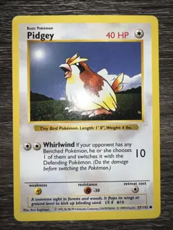 Pidgey 57/102 Base Set SHADOWLESS Vintage Pokemon LP - Image 2