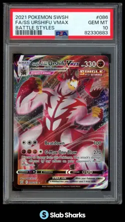 2021 POKEMON BATTLE STYLES #086/163 SINGLE STRIKE URSHIFU VMAX FULL ART PSA 10 - Image 1