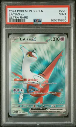 2024 POKEMON SSP EN-SURGING SPARKS ULTRA RARE #220 LATIAS EX PSA 9 - Image 1