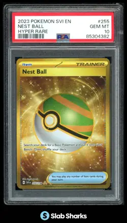 2023 POKEMON SCARLET & VIOLET #255/198 NEST BALL HOLD HYPER RARE PSA 10 - Image 1