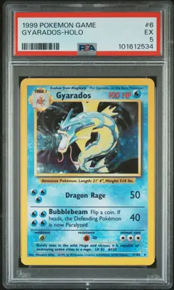 1999 POKEMON BASE SET UNLIMITED #6 GYARADOS-HOLO PSA 5 - Image 1
