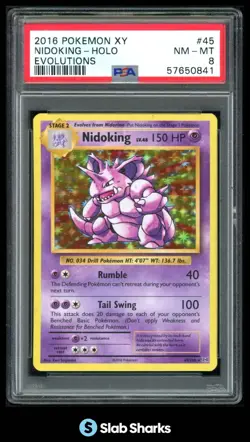2016 POKEMON XY EVOLUTIONS #45/108 NIDOKING HOLO PSA 8 - Image 1