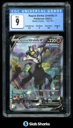 2021 POKEMON SWORD & SHIELD BATTLE STYLES #153/163 RAPID STRIKE URSHIFU V CGC 9 - Image 1