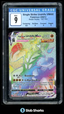 2021 POKEMON SWORD & SHIELD BATTLE STYLES SINGLE STRIKE URSHIFU VMAX CGC 9 - Image 1