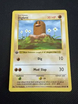 Pokemon Diglett 47/102 1st Edition Shadowless Base Set Card Unplayed Near Mint - Image 1