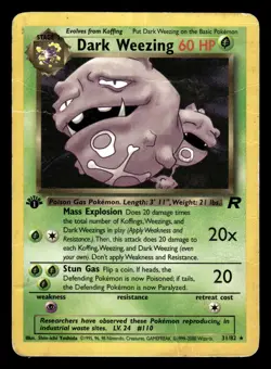 Dark Weezing 31/82 1st Edition Rare Team Rocket Set Pokemon Card - Image 1