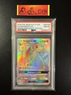 PSA 8 Dragonite GX Rainbow Hyper Rare SM Promo SM156 Pokemon Card - Image 1