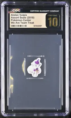 Alolan Vulpix - 2018 Pokemon Center Assort Seals (Team Treat) - CGC Pristine 10 - Image 1