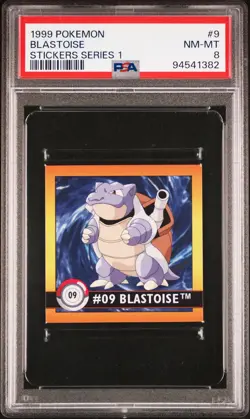 1999 POKEMON STICKERS SER 1 #9 BLASTOISE PSA 8 - Image 1